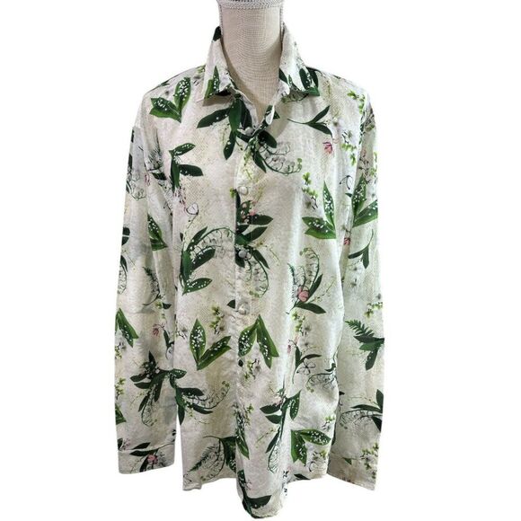 Aqua Blu Australia Carter Resort Shirt Cotton Silk Floral Butterfly Sz XL NWT - Picture 2 of 13